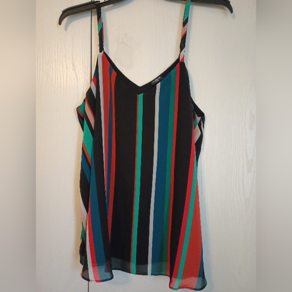Torrid Sophie Lined Tank Top Adjustable Spaghetti Straps Multicolor Stripe